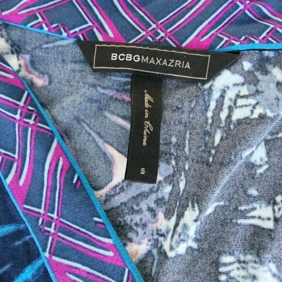 BCBGMaxAzria Women's Mini Wrap Dress Size Small Navy Blue Purple Career Evening - Picture 4 of 13